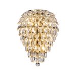 Coniston Tall Wall Lamp, 4 Light E14, Antique Brass/Crystal
