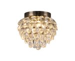 Coniston IP 25cm Ceiling, 3 Light G9, IP44, Antique Brass/Crystal