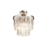 Cosette 30cm Semi Flush Ceiling, 3 Light E14, Polished Nickel/Clear Crystal