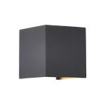 Davos Square Wall Lamp Dimmable, 2 x 6W LED, 2700K, 1100lm, IP54, Dark Grey, 3yrs Warranty