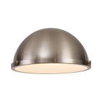 Peninaro Round 31cm Satin Nickel Metal Shade (A), With Frosted Glass Diffuser And Trim