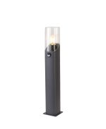Ria 60cm Post Lamp With PIR Sensor 1 x E27, IP44, Grey/Clear, 2yrs Warranty