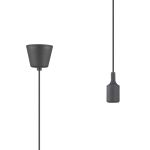 Dreifa 1.5m Single Pendant, 1 x E27, Black, 9cm Plastic Base and Silicon Lampholder Cover