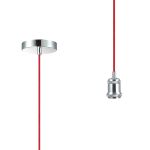 Dreifa 1.5m Single Pendant, 1 x E27, Polished Chrome/Red Braided Cable (Maximum Load 1.5kg)