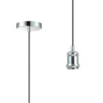 Dreifa 1.5m Single Pendant, 1 x E27, Polished Chrome/Black Braided Cable (Maximum Load 1.5kg)