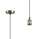 Dreifa 1.5m Single Pendant, 1 x E27, Antique Brass/Antique Base and Black Braided Cable (Maximum Load 1.5kg)