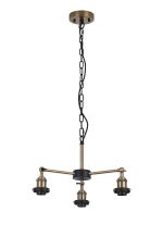 Dreifa Curved Round Pendant (FRAME ONLY), 3 x E27, Antique Brass/Black