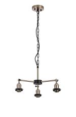 Dreifa Curved Round Pendant (FRAME ONLY), 3 x E27, Satin Nickel/Black