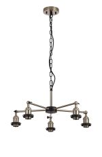 Dreifa Curved Round Pendant (FRAME ONLY), 5 x E27, Satin Nickel/Black