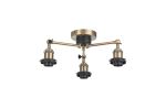 Dreifa Curved Round Ceiling (FRAME ONLY), 3 x E27, Antique Brass/Black