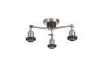 Dreifa Curved Round Ceiling (FRAME ONLY), 3 x E27, Satin Nickel/Black