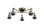 Dreifa Curved Round Ceiling (FRAME ONLY), 5 x E27, Antique Brass/Black