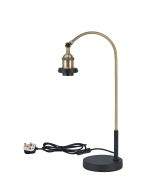 Dreifa Curved Over Arm Table Lamp Without Shade, 1 x E27, Antique Brass/Black