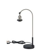 Dreifa Curved Over Arm Table Lamp Without Shade, 1 x E27, Satin Nickel/Black