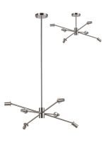 Eldia 68cm Satin Nickel 6 Light E14 Fixed Multi Height Pendant/Semi Flush Round (FRAME ONLY), Suitable For A Vast Selection Of Glass Shades