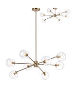 Eldia 100cm Round Fixed Multi Height Pendant/Semi Flush With Double Cut Glass, 8 x E14, Antique Gold/Clear