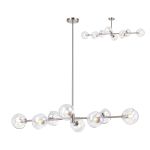 Eldia Linear Fixed Multi Height Pendant/Semi Flush With Double Cut Glass, 8 x E14, Satin Nickel/Iridescent