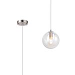 Eldia 15cm Single Pendant With Double Cut Glass, 1 x E14, Satin Nickel/Iridescent