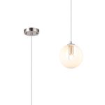 Eldia 15cm Single Pendant With Double Cut Glass, 1 x E14, Satin Nickel/Opal
