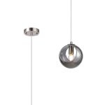 Eldia 15cm Single Pendant With Double Cut Glass, 1 x E14, Satin Nickel/Smoke