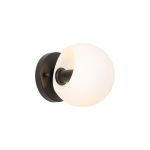 Eldia Wall Lamp With Double Cut Glass, 1 x E14, Satin Black/Opal