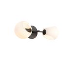 Eldia Wall Lamp With Double Cut Glass, 2 x E14, Satin Black/Opal