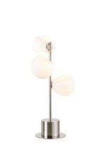 Eldia Table Lamp With Double Cut Glass, 3 x E14, Satin Nickel/Opal