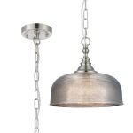 Arvo 27cm Flush/Single Pendant, 1 Light Adjustable E27, Satin Nickel/Smoke Glass