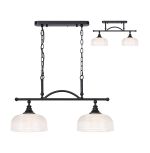 Arvo Semi Flush/Pendant Bar, 2 Light Adjustable E27, Satin Black/Clear Glass