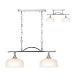 Arvo Semi Flush/Pendant Bar, 2 Light Adjustable E27, Polished Nickel/Frosted Glass