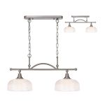 Arvo Semi Flush/Pendant Bar, 2 Light Adjustable E27, Satin Nickel/Clear Glass
