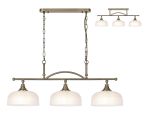 Arvo Semi Flush/Pendant Bar, 3 Light Adjustable E27, Antique Brass/Frosted Glass