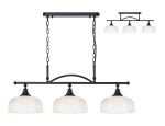 Arvo Semi Flush/Pendant Bar, 3 Light Adjustable E27, Satin Black/Clear Glass