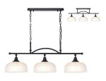 Arvo Semi Flush/Pendant Bar, 3 Light Adjustable E27, Satin Black/Frosted Glass