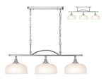 Arvo Semi Flush/Pendant Bar, 3 Light Adjustable E27, Polished Nickel/Frosted Glass