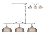 Arvo Semi Flush/Pendant Bar, 3 Light Adjustable E27, Polished Nickel/Smoke Glass