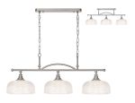 Arvo Semi Flush/Pendant Bar, 3 Light Adjustable E27, Satin Nickel/Clear Glass