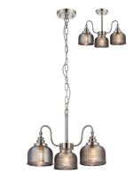 Arvo 47cm Semi Flush/Pendant, 3 Light E27, Satin Nickel/Smoke Glass
