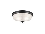 Arvo 34cm 2 Light E27 Flush Ceiling Light, Satin Black/Frosted Glass
