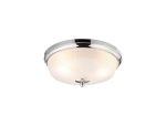 Arvo 34cm 2 Light E27 Flush Ceiling Light, Polished Nickel/Frosted Glass