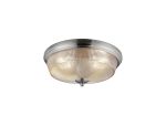 Arvo 34cm 2 Light E27 Flush Ceiling Light, Satin Nickel/Amber Glass