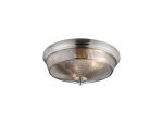Arvo 34cm 2 Light E27 Flush Ceiling Light, Satin Nickel/Smoke Glass
