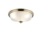 Arvo 43.8cm 3 Light E27 Flush Ceiling Light, Antique Brass/Frosted Glass