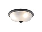 Arvo 43.8cm 3 Light E27 Flush Ceiling Light, Satin Black/Frosted Glass