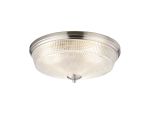 Arvo 43.8cm 3 Light E27 Flush Ceiling Light, Satin Nickel/Clear Glass