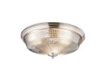 Arvo 43.8cm 3 Light E27 Flush Ceiling Light, Satin Nickel/Smoke Glass