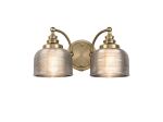 Arvo Switched Double Wall Light, 2 Light E27 Antique Brass/Smoke Glass