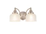 Arvo Switched Double Wall Light, 2 Light E27 Satin Nickel/Clear Glass