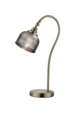 Arvo Table Lamp 1 Light E27 Antique Brass/Smoke Glass