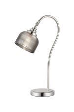 Arvo Table Lamp 1 Light E27 Polished Nickel/Smoke Glass